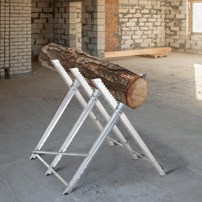 Folding silver metal saw for firewood - 83x83x79 cm