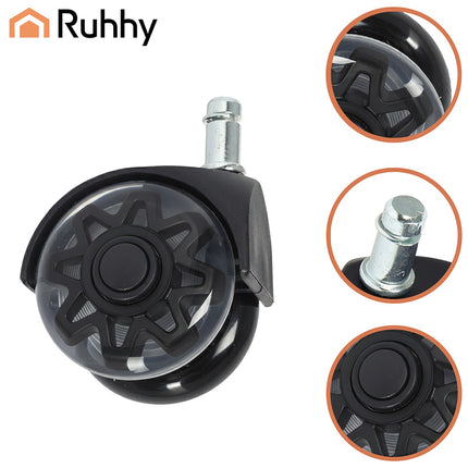 Chair Wheels 2.5" PU, Set of 5 – Quiet, Floor Safe