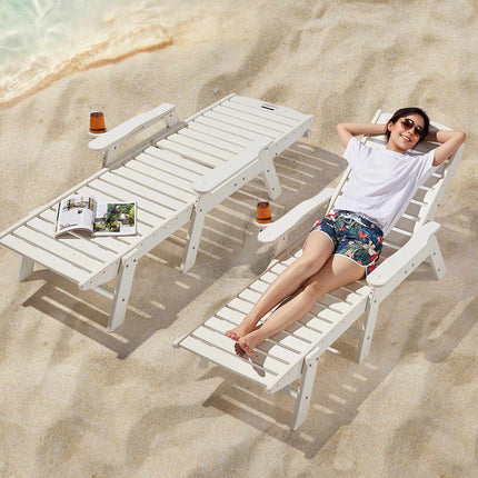 Chaise Lounge Chair, HDPE, 6-Position, Cup Holder, 400 lb