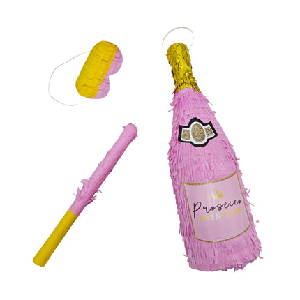 Champagne Bottle Piñata Set – Stick & Mask Included