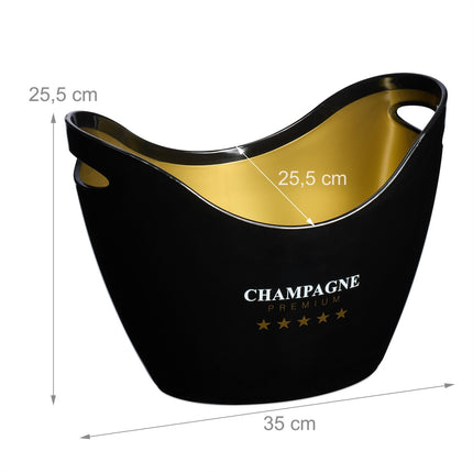 Champagne Ice Bucket, 8L Black/Gold, Beverage Cooler