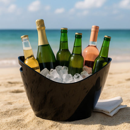 Champagne Ice Bucket, 8L Black, with Handles