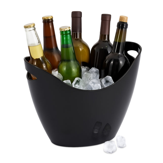 Champagne-ijsemmer, 8L zwart, met handgrepen