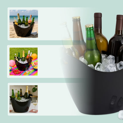 Champagne Ice Bucket, 8L Black, with Handles