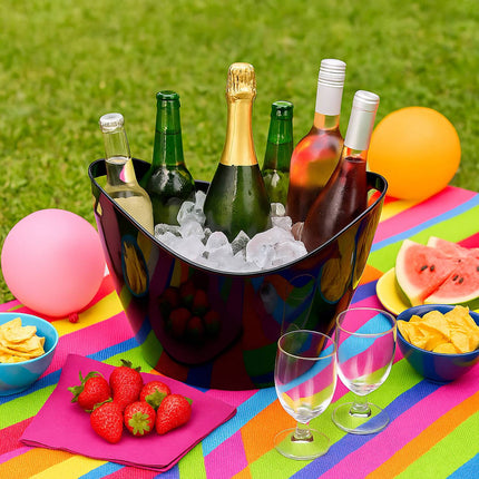 Champagne Ice Bucket, 8L Black, with Handles