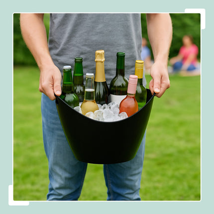 Champagne Ice Bucket, 8L Black, with Handles