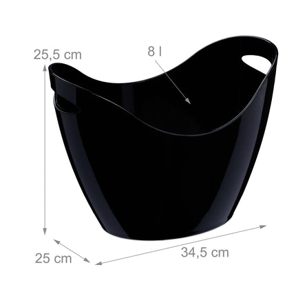 Champagne Ice Bucket, 8L Black, with Handles
