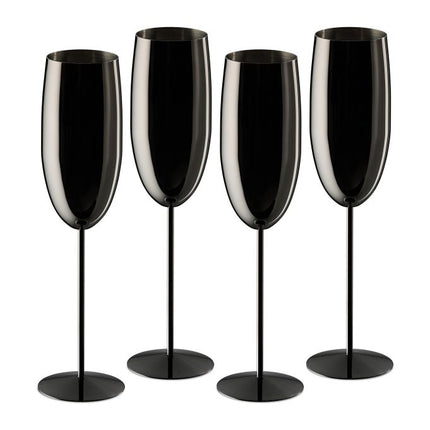Champagne glasses in stainless steel, set of 4