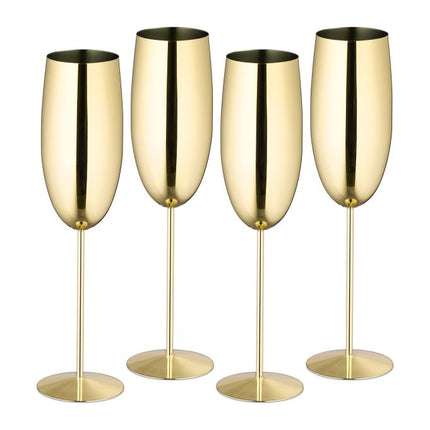 Champagne glasses in stainless steel, set of 4