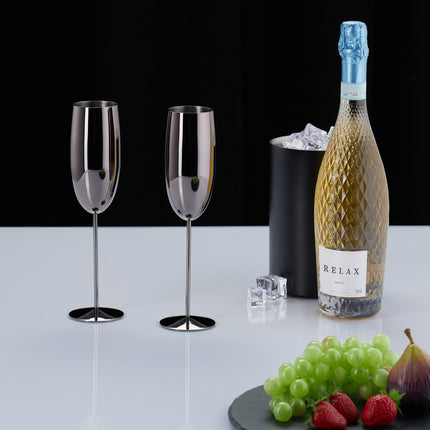 Champagne glasses in stainless steel, set of 4