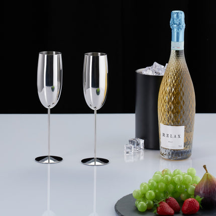 Champagne glasses in stainless steel, set of 4