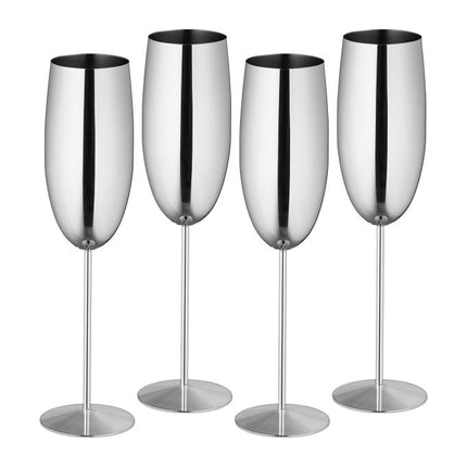 Champagne glasses in stainless steel, set of 4