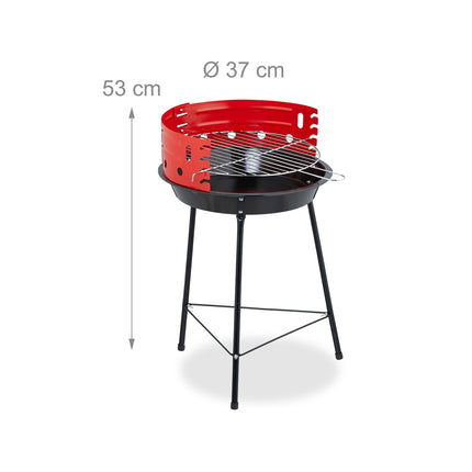 Charcoal BBQ Grill with Stand and Wind Shield, 37 cm