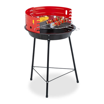 Charcoal BBQ Grill with Stand and Wind Shield, 37 cm