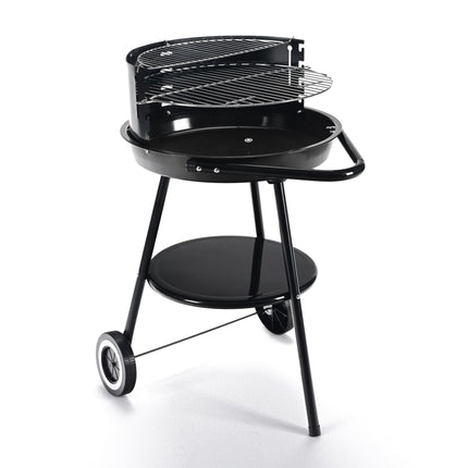 Charcoal BBQ with Windbreak & Storage Shelf, Black
