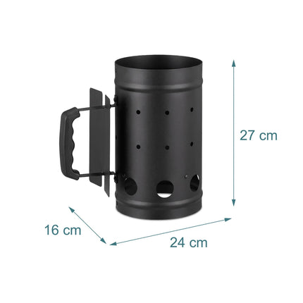 Charcoal Chimney Starter – Insulated Handle, Heat Shield