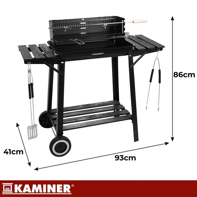 Charcoal Garden Grill with Rotisserie, 93x41x86 cm