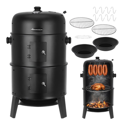 Charcoal Garden Grill with Smoker, Thermometer, Cover