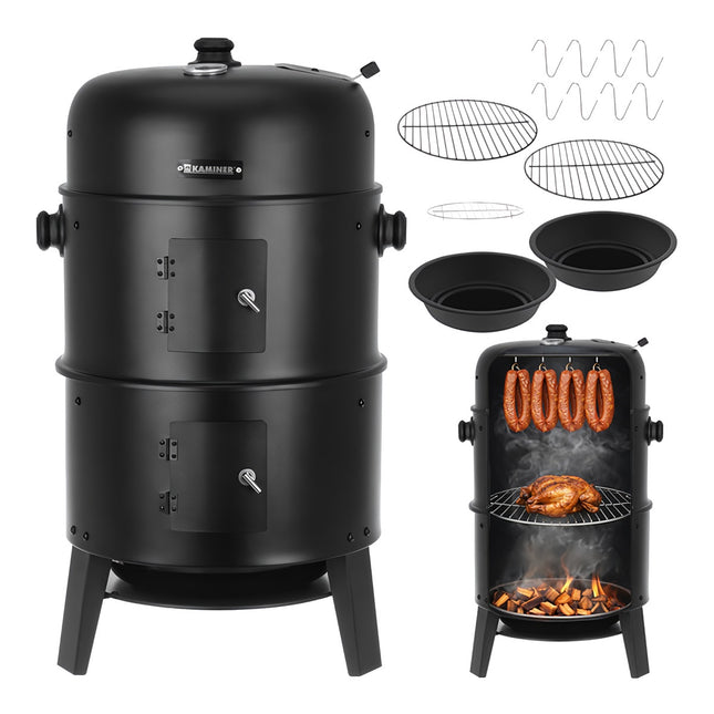 Charcoal Garden Grill with Smoker, Thermometer, Cover