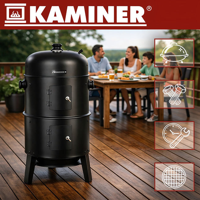 Charcoal Garden Grill with Smoker, Thermometer, Cover