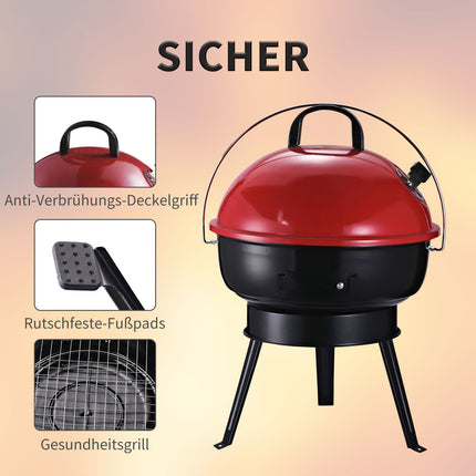 Portable charcoal grill with wind protection, metal
