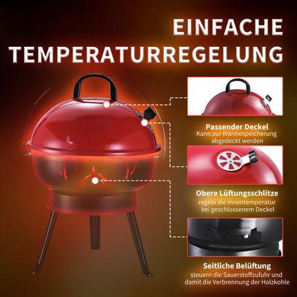 Portable charcoal grill with wind protection, metal