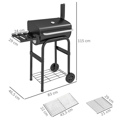 Charcoal grill trolley, stainless steel, cover and wheels