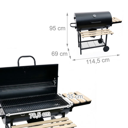 Charcoal Grill with Lid, Thermometer, Adjustable Vents