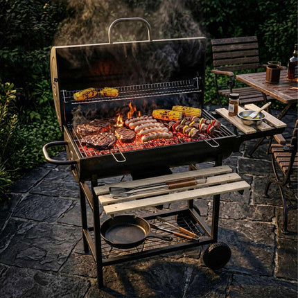 Charcoal Grill with Lid, Thermometer, Adjustable Vents