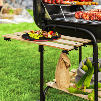 Charcoal Grill with Lockable Lid, Steel Frame, 1840 cm² Cooking Area