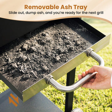 Charcoal Grill with Thermometer, Side Tables & Wheels