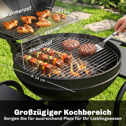 Charcoal Kettle Grill, 54 cm, With Side Tables