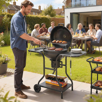 Charcoal Kettle Grill, 54 cm, With Side Tables