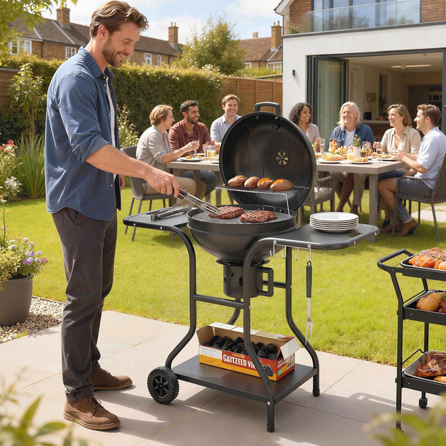 Charcoal Kettle Grill, 54 cm, With Side Tables