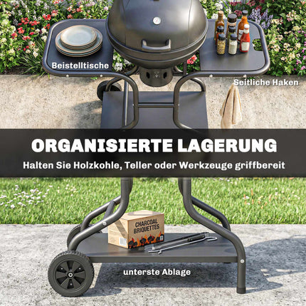 Charcoal Kettle Grill, 54 cm, With Side Tables