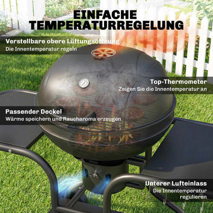 Charcoal Kettle Grill, 54 cm, With Side Tables