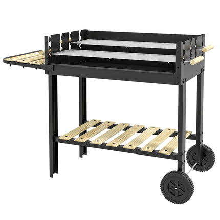 Charcoal grill, double grates, shelf and handle, 113x53.5x82.5 cm