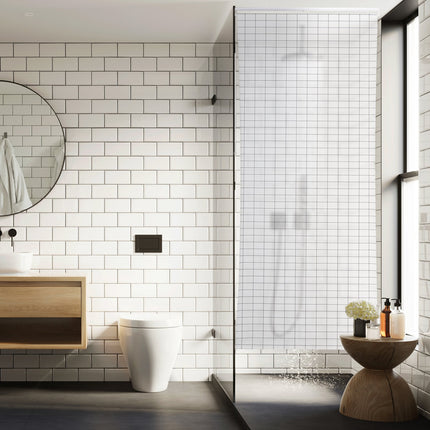 Checkered shower curtain