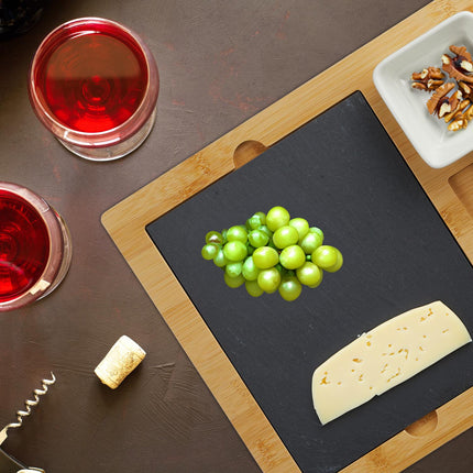 Cheese board in bamboo with accessories in 9 parts