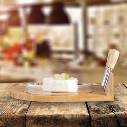 Cheese clock with board and cutlery