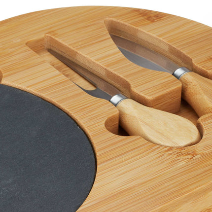 Cheese tray in bamboo with cutlery set in 2 parts