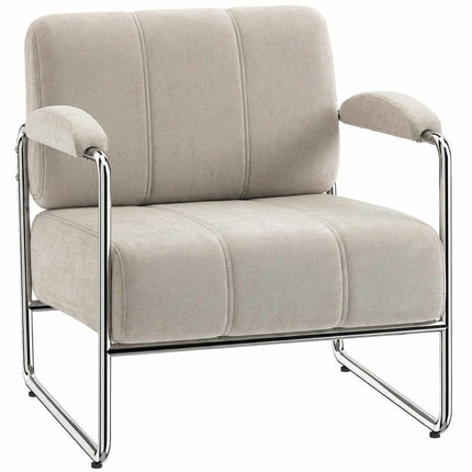 Chenille Accent Chair, Wide Seat, Thick Cushion, Beige