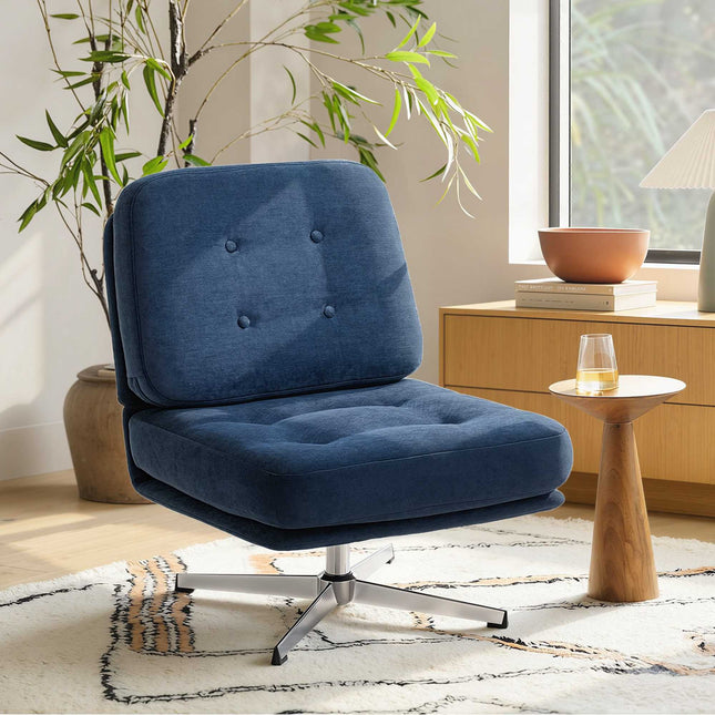 Chenille loungestoel, 360° draaibaar, zitbreedte 70 cm