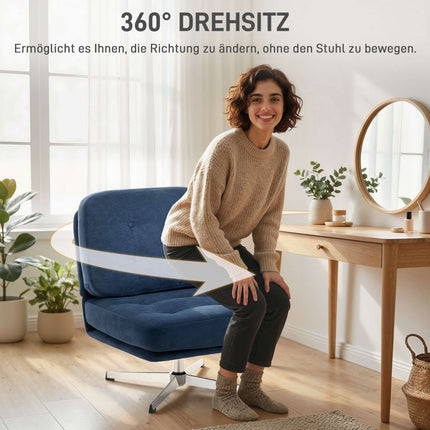 Chenille Lounge Chair, 360 Swivel, 70 cm Seat Width