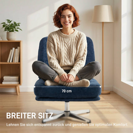 Chenille Lounge Chair, 360 Swivel, 70 cm Seat Width
