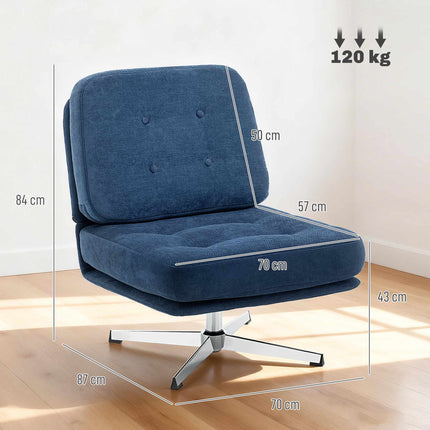 Chenille Lounge Chair, 360 Swivel, 70 cm Seat Width