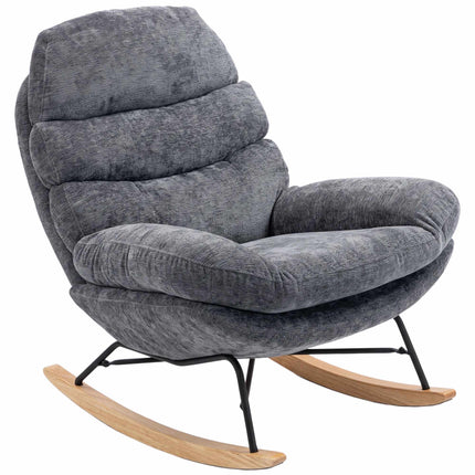 Chenille Rocking Chair with Cushions, Dark Grey