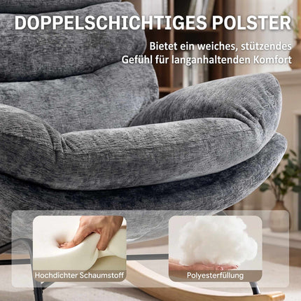 Chenille Rocking Chair with Cushions, Dark Grey