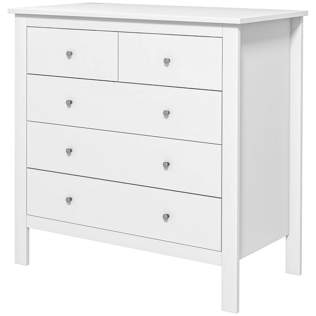 White dresser with 5 drawers, anti-tilt, 79x39.5x80.5 cm