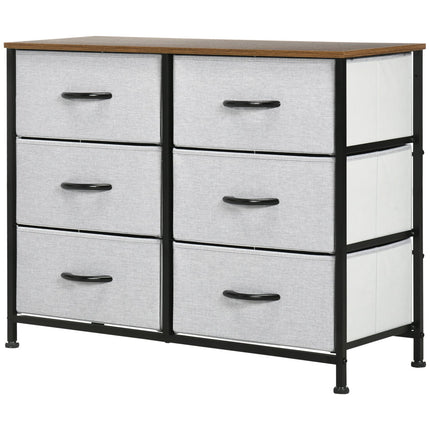 Gray fabric box with 6 drawers - multifunctional storage cabinet